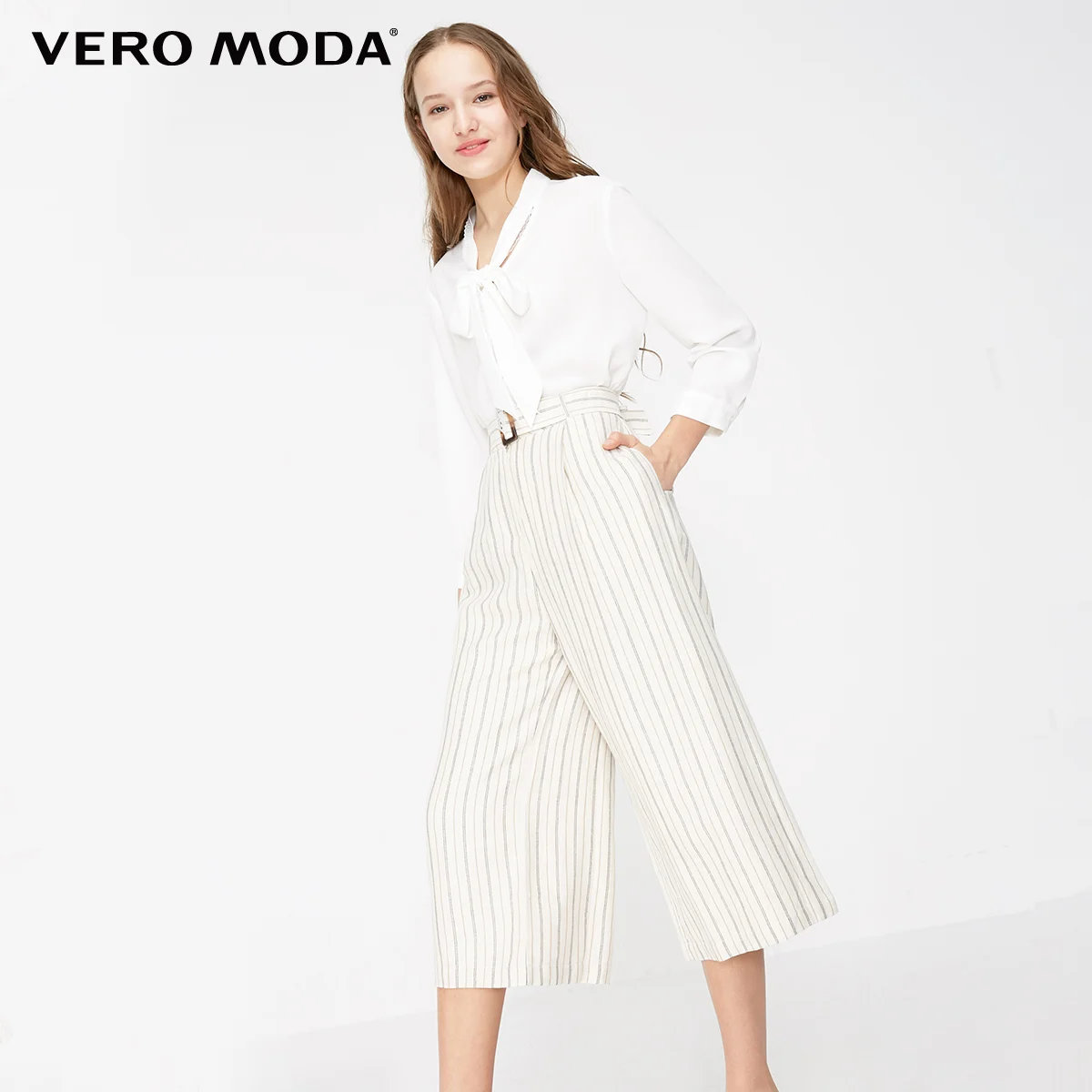 

Vero Moda stripe seven points wide-legged loose Pants | 31926J518