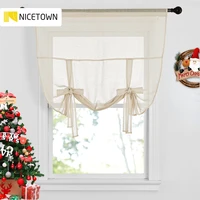 nicetown 1pc tie up shade rod pocket sheer curtain modern solid european and american style for kitchen small window