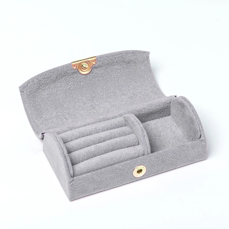 

New Female Velet Gray Ring Earring Display Packaging Gift Box With Metal Button 3 Colors For Women Jewellery Pendent Holder Show