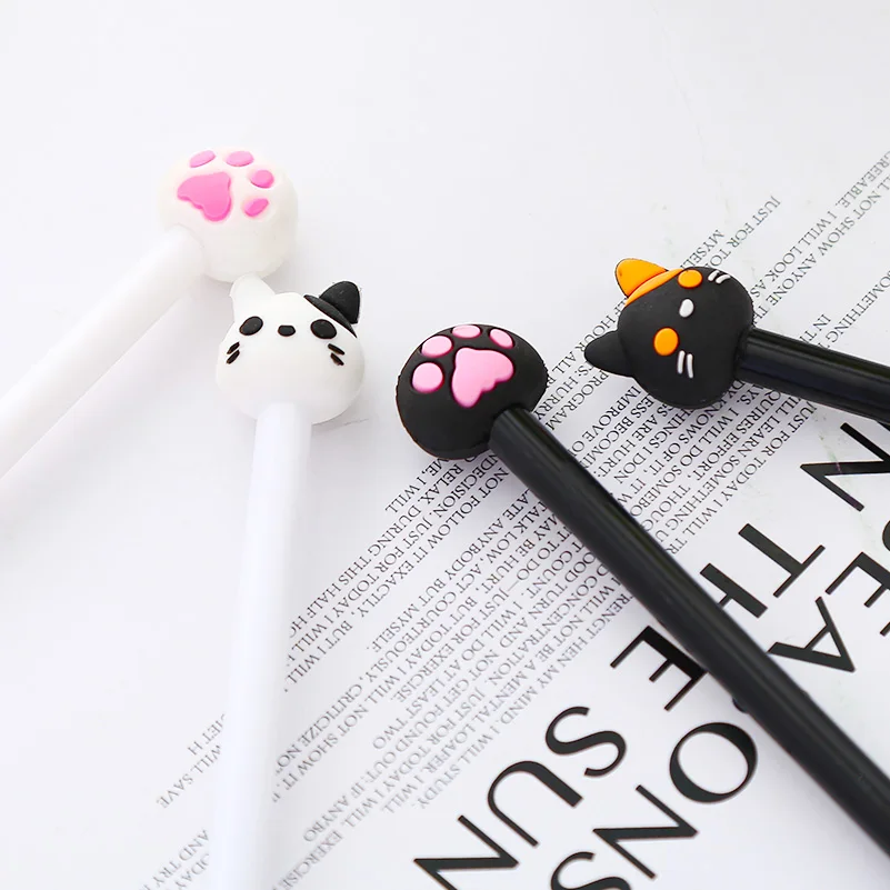 12 шт./компл. корейский Кот каваии гелевые ручки милые лапы Цвет: белый черный
