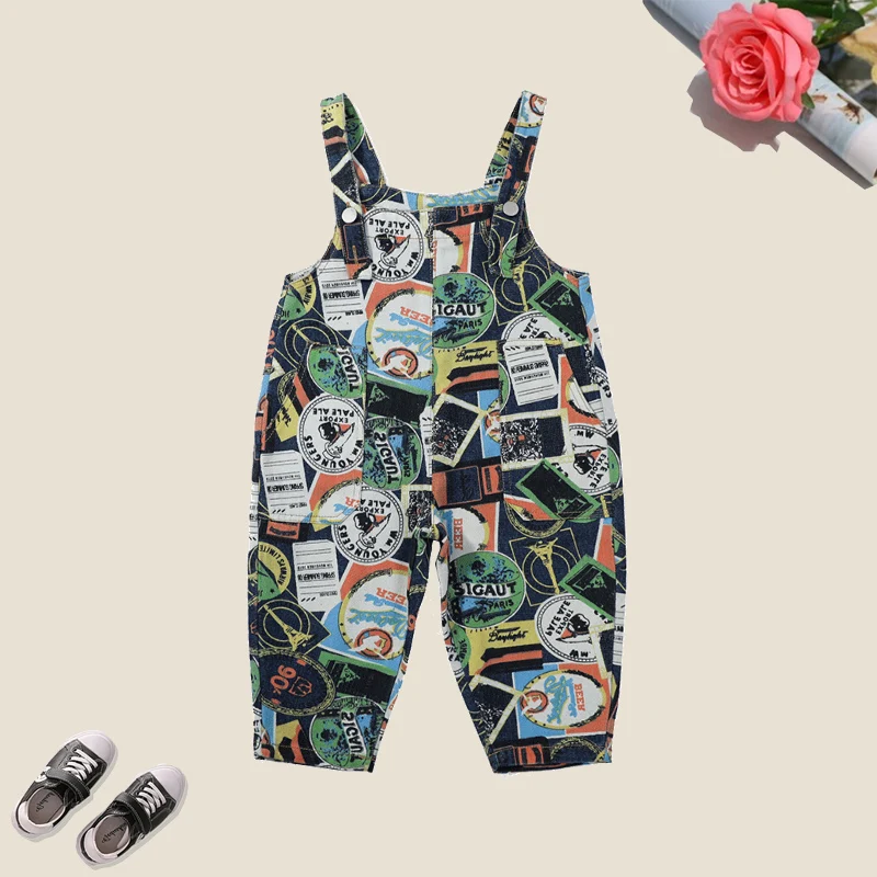 

Autumn Baby Overalls New Spring Kids Print Long Pants Children Casual Clothing for Toddler Trousers for 12M-8 Years 2021