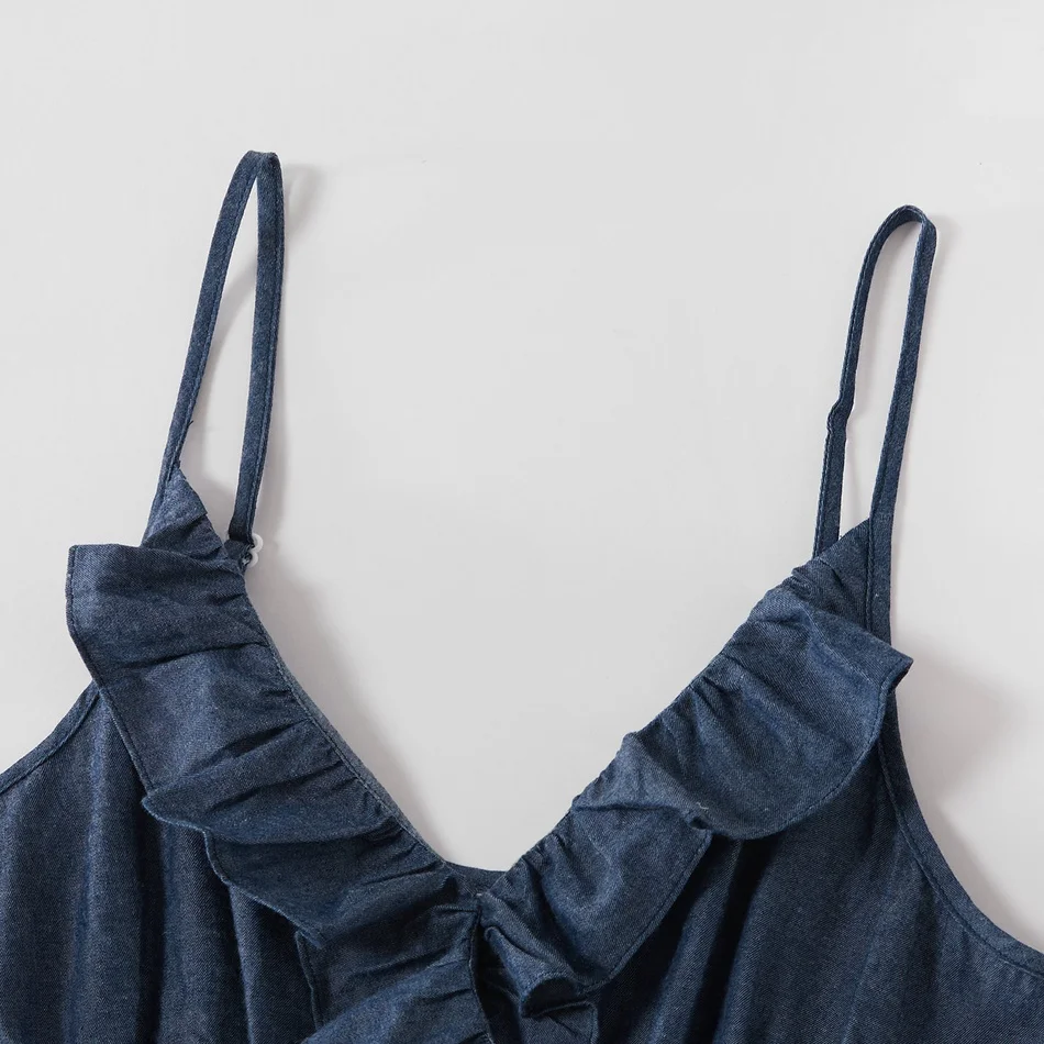 

Tank Flower Denim Women Girls Dresses Mom and Baby Family Matching Outfits Look