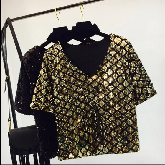 Распродажа! Женская футболка с коротким рукавом и V-образным вырезом | одежда