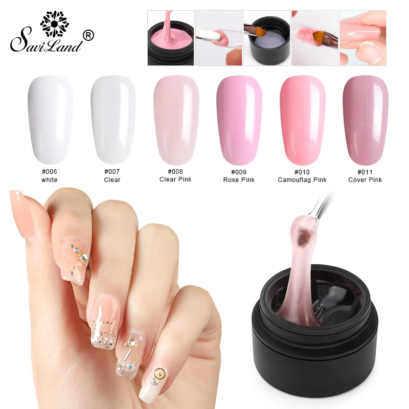 Акриловый Гель лак для ногтей Saviland розовый и белый маникюрный Быстросохнущий