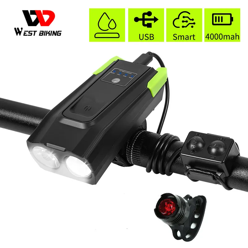 

4000mAh Bicycle Front Light Set Smart Induction USB Rechargeable 800 Lumen LED Bike Light with Horn Bike Lamp Cycling FlashLight