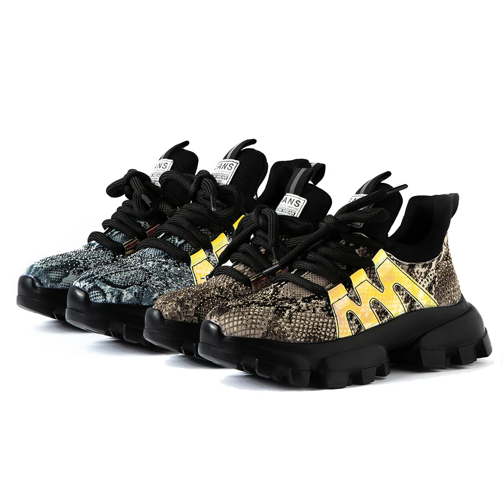 DORATASIA/женские кроссовки из натуральной кожи на плоской подошве с кристаллами