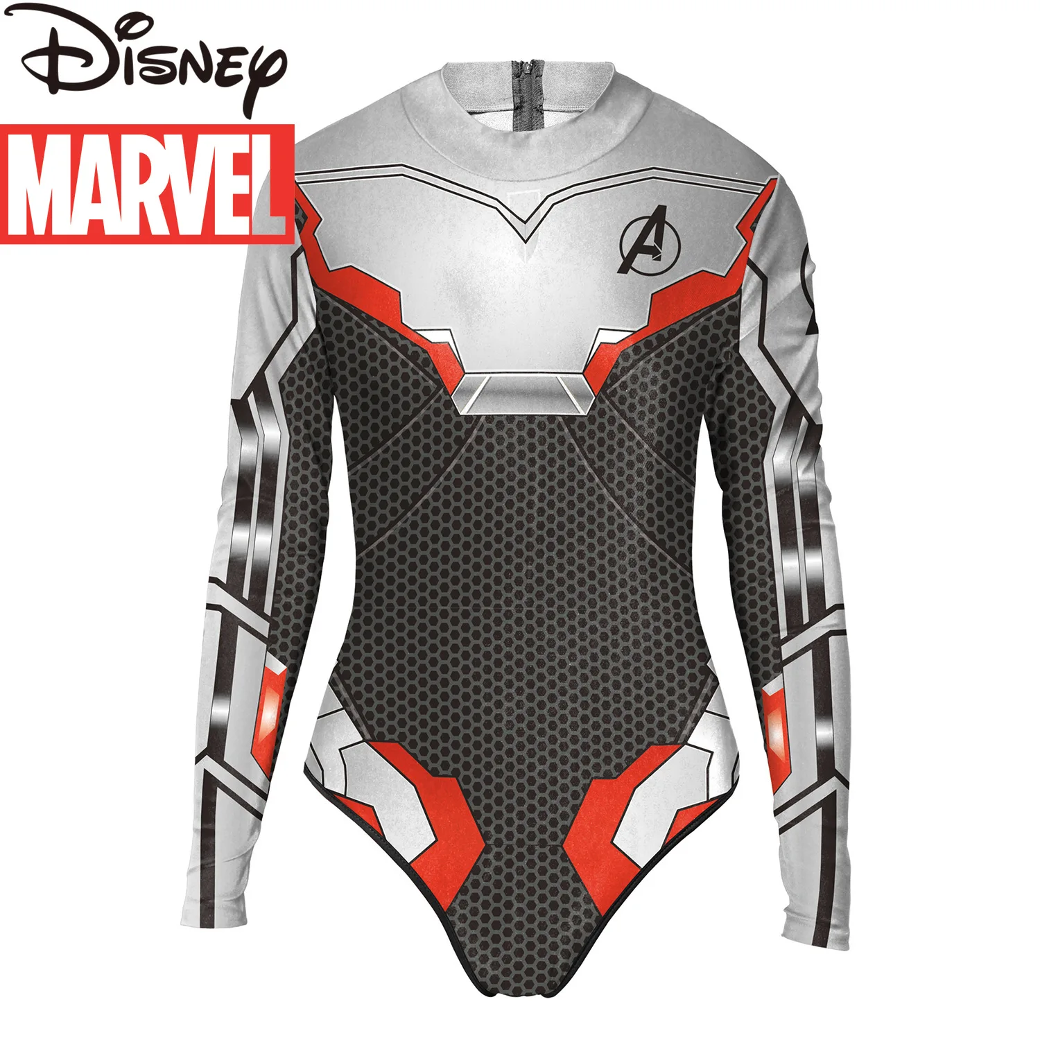 Marvel Heroes Avengers 4 Quantum Battlesuit 3D Digital Printing Long Sleeve Ladies Swimsuit Beach Swimsuit Cover Up