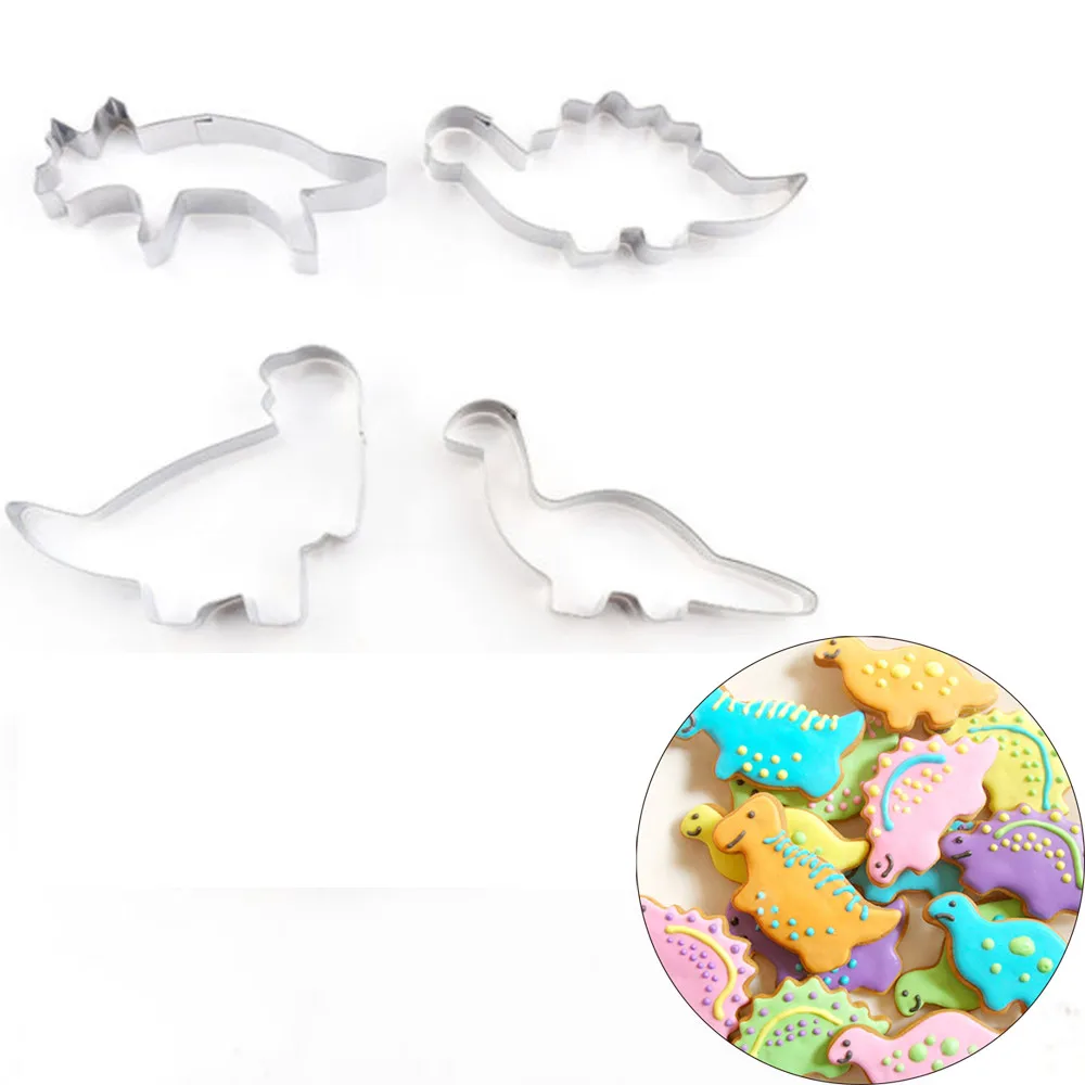 4 шт. динозавр резак для печенья из нержавеющей стали инструменты украшения торта