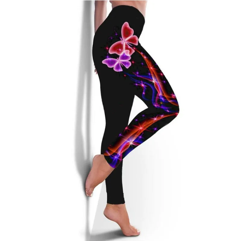 

Sexy Yoga Pants Butterfly Print Fitness Sports Leggings Sports Leggings Women Running Trousers High Waist Yoga Tight Pants