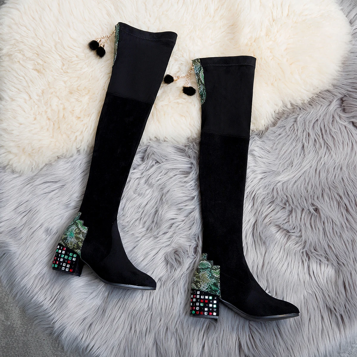 long boots Женская обувь; сезон осень-зима; женские ботинки; повседневные женские туфли-лодочки на высоком каблуке; Теплые ботильоны; Mujer Zapatos - Цвет: long boots