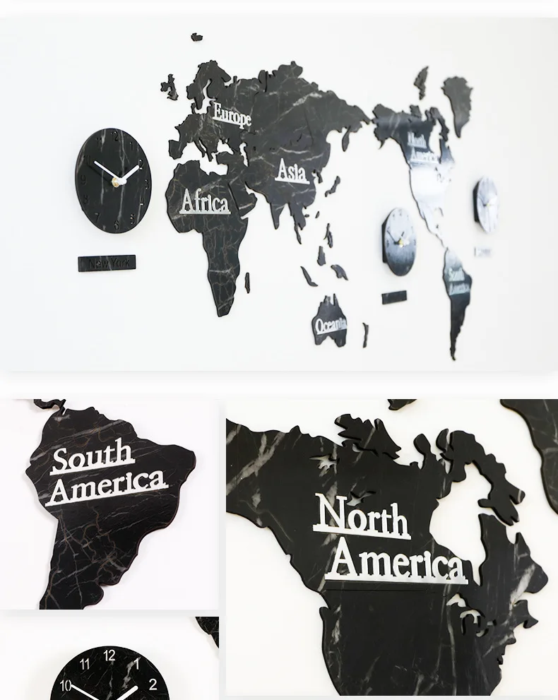 Креативные Часы карта мира украшения скандинавские сделай сам для гостиной 3d