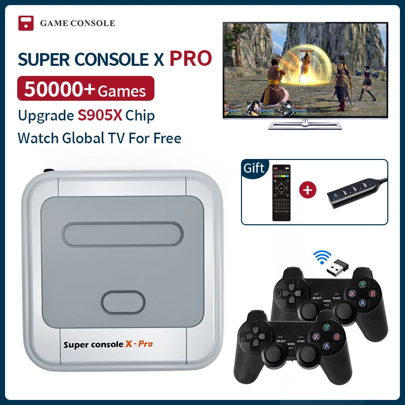 Игровая консоль Super Console X Pro Mini/TV HD-выход Wi-Fi для игр PSP/N64/DC/PS1 геймпада Xbox 50000 +