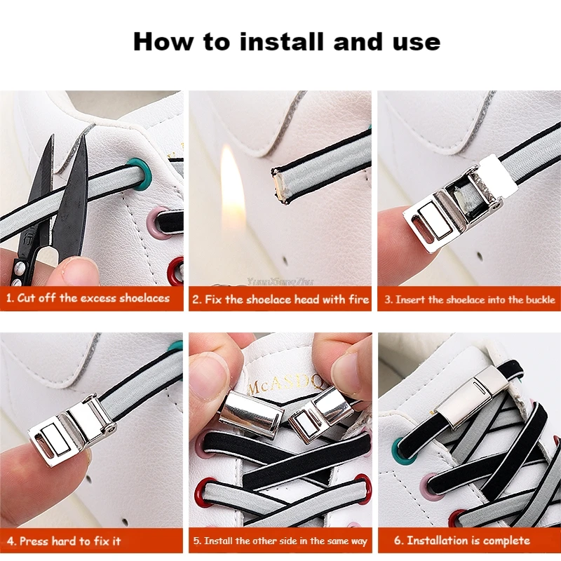 Double color Elastic Shoelaces Magnetic Lock No tie Shoe laces Sneakers for Shoelace Kids Adult Laces One Size Fits All Shoes