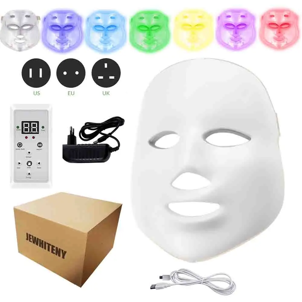 No-neck Carton box 2 типа 7 цветов светильник светодиодный EMS маска для лица светильник терапия омоложение кожи уход за лицом Лечение Красота анти акне терапия отбеливание - Цвет: No-neck Carton box