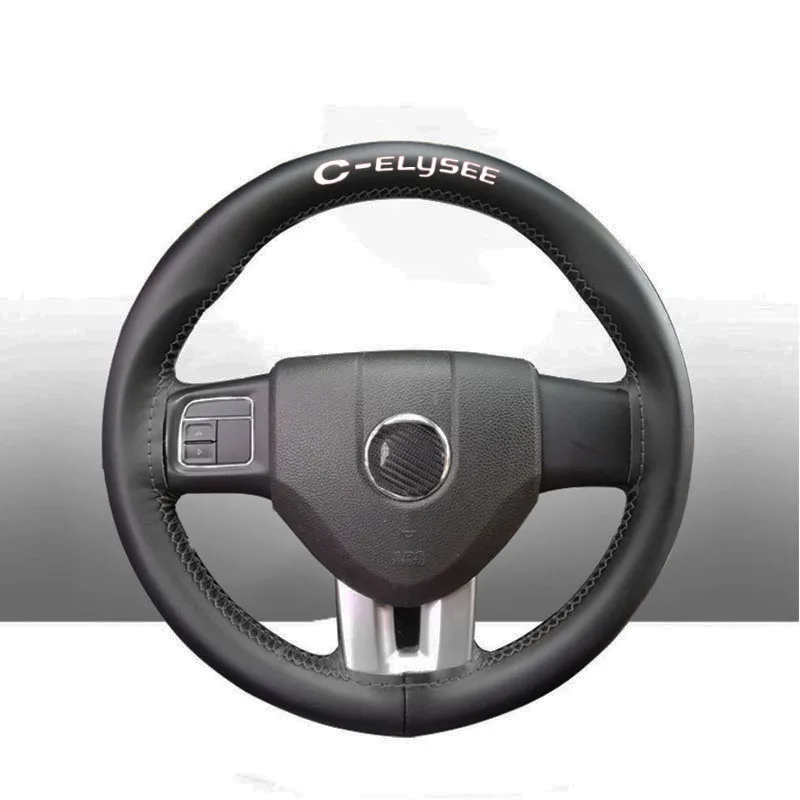 

15 Inch Cowhide Braid with Needles Thread Genuine Leather Car Steering Wheel Cover Soft Anti Slip for Citroen C-elysee Celysee