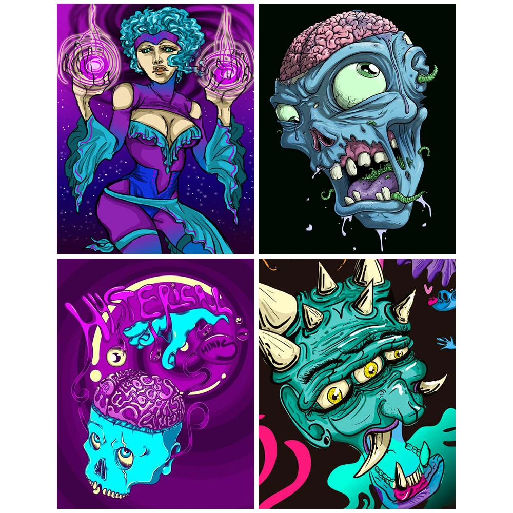 

Skull Zombie Abstract Diamond Painting 5D DIY Kit Full Diamond Square Diamond Embroidery Crafts Artist Home Decor