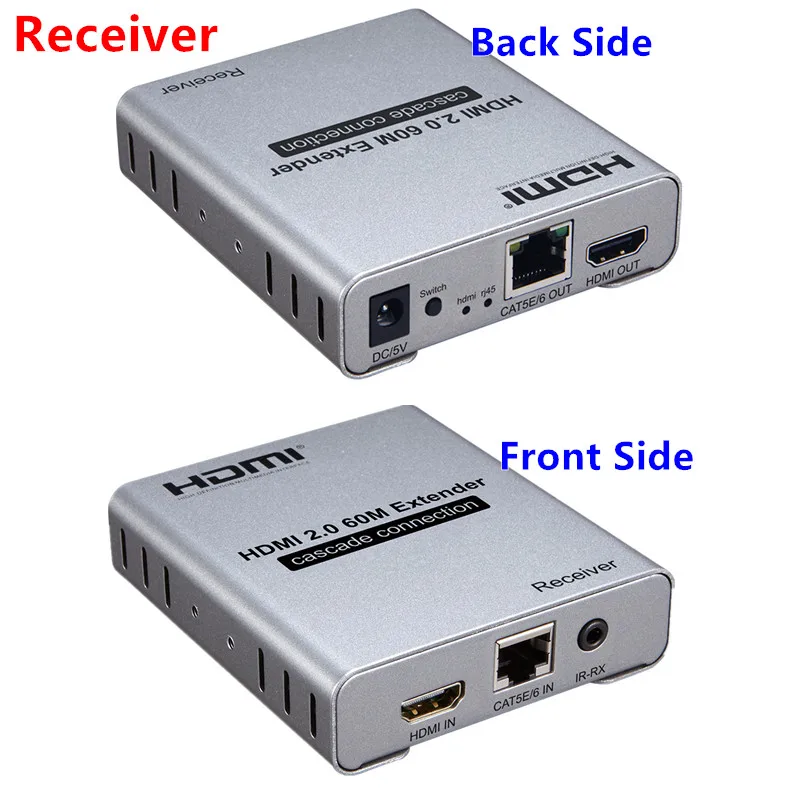 Удлинитель HDMI 4K/60 Гц 60 120 м Каскадное подключение Hdmi2.0 ретранслятор TX + RX от Cat RJ45 LAN