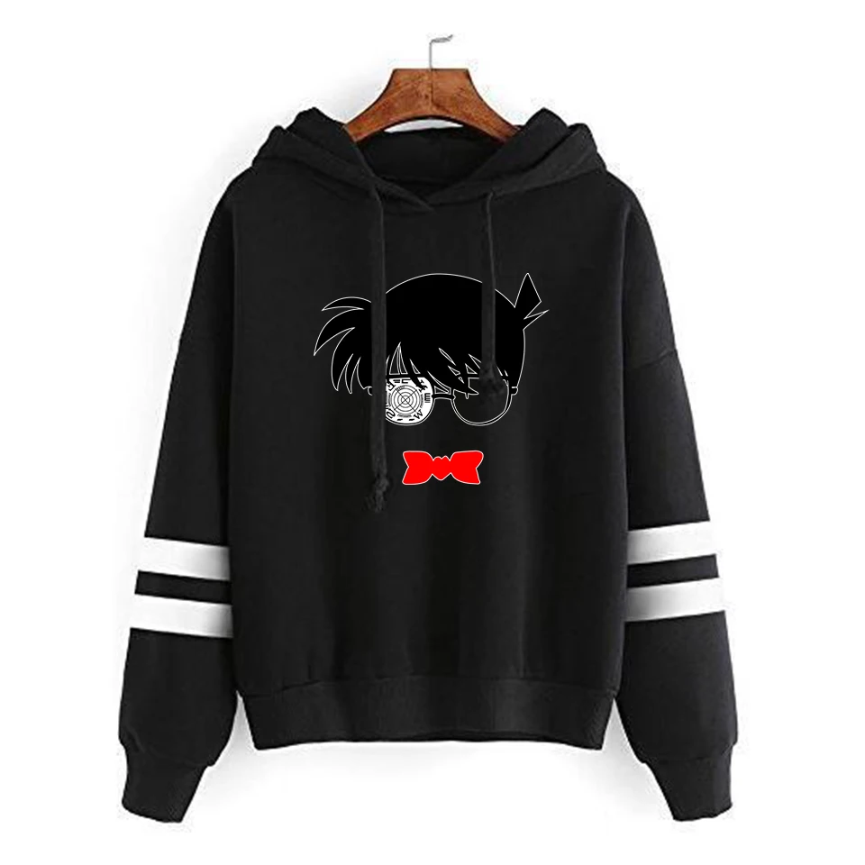Black Detective Conan Fashion Print Case Closed Hoodies Outwear Sweatshirt Casual Unisex Soft Streetwear Trendy Hot sale Clothes - Цвет: Black