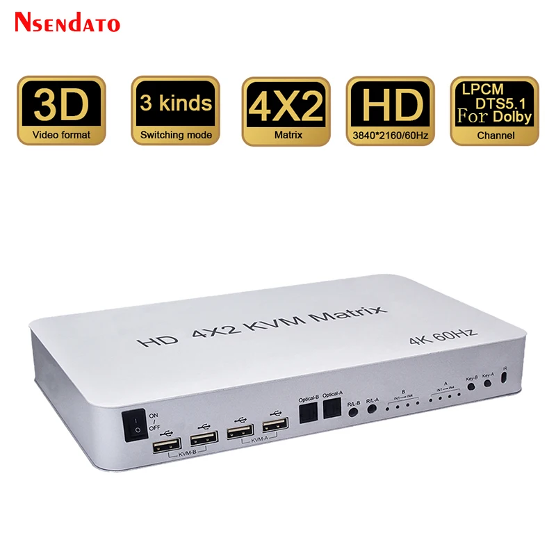 4x2 4K HDMI KVM Matrix переключатель разъемов для аудио и видео разделитель монитора 4 в 2