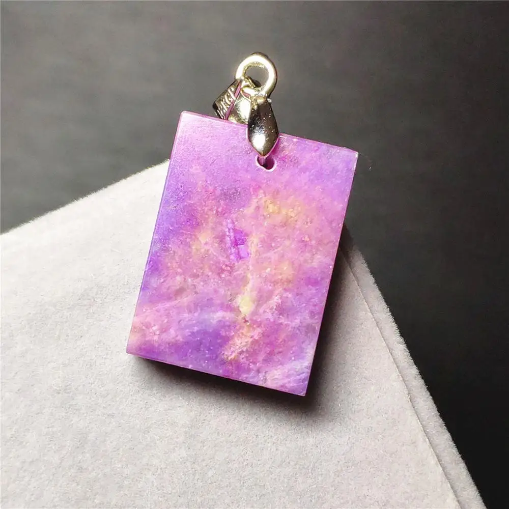 Натуральный розово-пурпурный кулон из сугилита размером 21х15х5 мм в форме прямоугольника для женщин и мужчин из Южной Африки, подарок моды AAAAA.