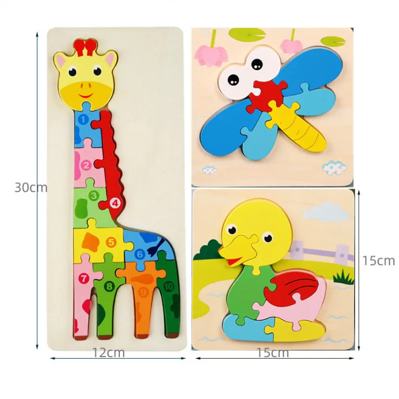 

Montessori Wooden Educational Toys Children's 3D Animal Matching Puzzle Building Block Busy Board Preschool Educational Kids Toy