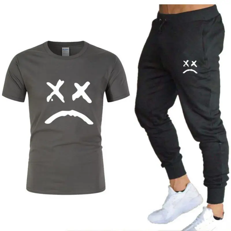 

Hot-Selling Summer T-Shirt Pants Set Casual Brand Fitness Jogger Pants T Shirt Hip Hop Fashion Men's Tracksuits