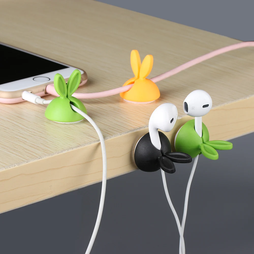 4 шт. случайный цвет кроличьи уши зажим для кабеля подставка Органайзер провода