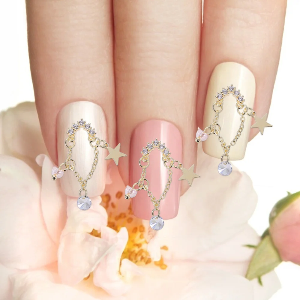 

3pcs Nail Art Studs Nail Decoration Chains Nail Studs Manicure Supplies