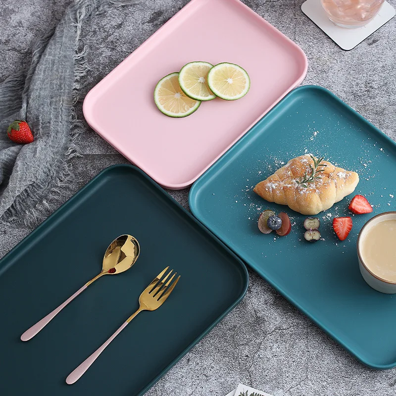 

Multifunctional Rectangular Plastic Tray Storage Plate Kitchen Supplies Fruit Dessert Cake Bread Tray Home Kitchen Accessories