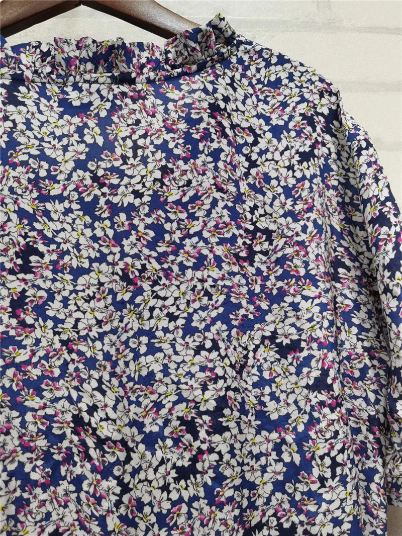 

2021 Woman mini Viscose Dress Colorful Print V-neck Ruffled Lace-up short Sleeves Ruffles dress