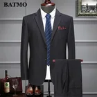 Мужской облегающий деловой костюм BATMO, из двух предметов, в клетку, смокинговый костюм для жениха, свадебный костюм