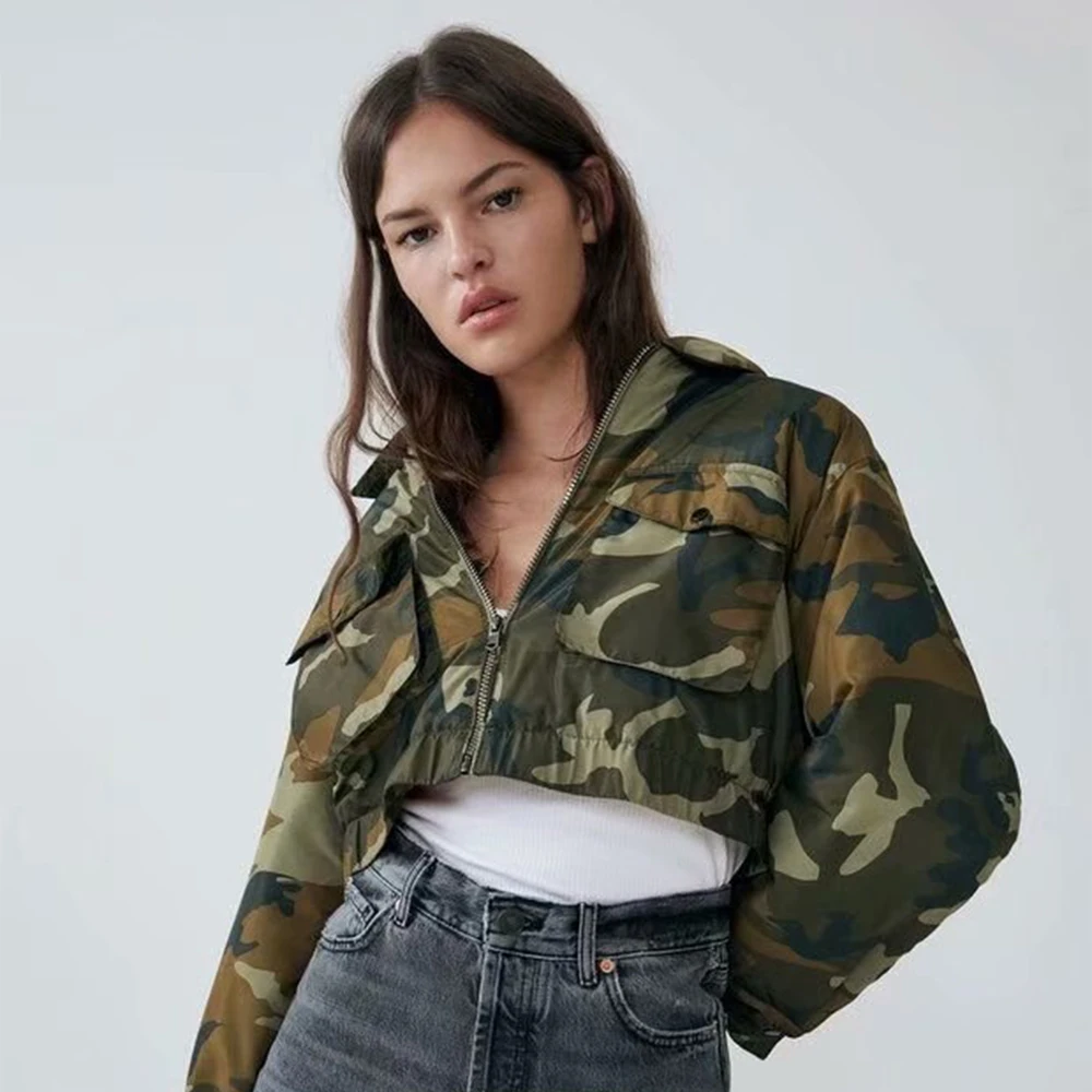 2019 ZA Осенняя Сексуальная кофта военный бомбардировщик женская уличная куртка на