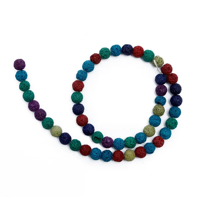 Бусины Из Натуральной вулканической лавы цветные черные круглые бусины из для