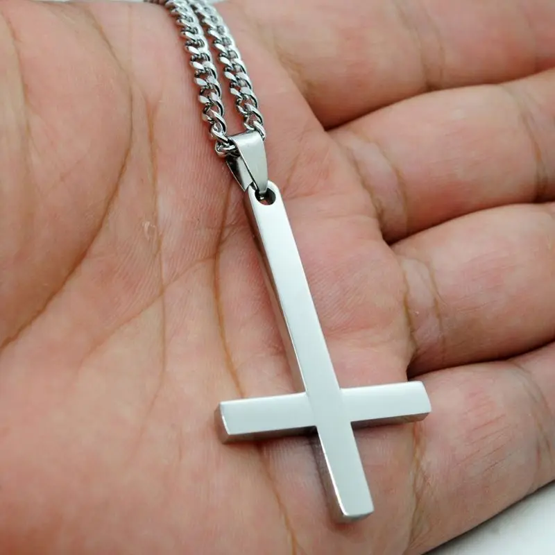 Hot Stainless Steel Upside Down Cross Necklace Inverted Pendant with Chain | Украшения и аксессуары