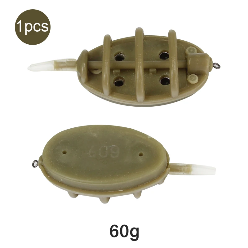 1pcs 60g feeder Mosodo, форма для ловли карпа, 15 г, 20 г, 25 г, 35 г, 30 г, 40 г, 50 г, 60 г, встроенные кормушки, высокая емкость, свинцовое грузило, Метатель наживки - Цвет: 1pcs 60g feeder