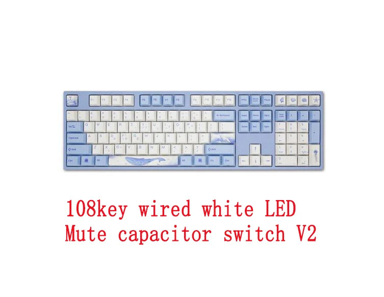 online Varmilo Ma108 Mar Melodia 108key Teclado Mecânico Mudo Capacitor Interruptor V2 Backlight Branco Com Fio Teclado Do Jogo Escritório