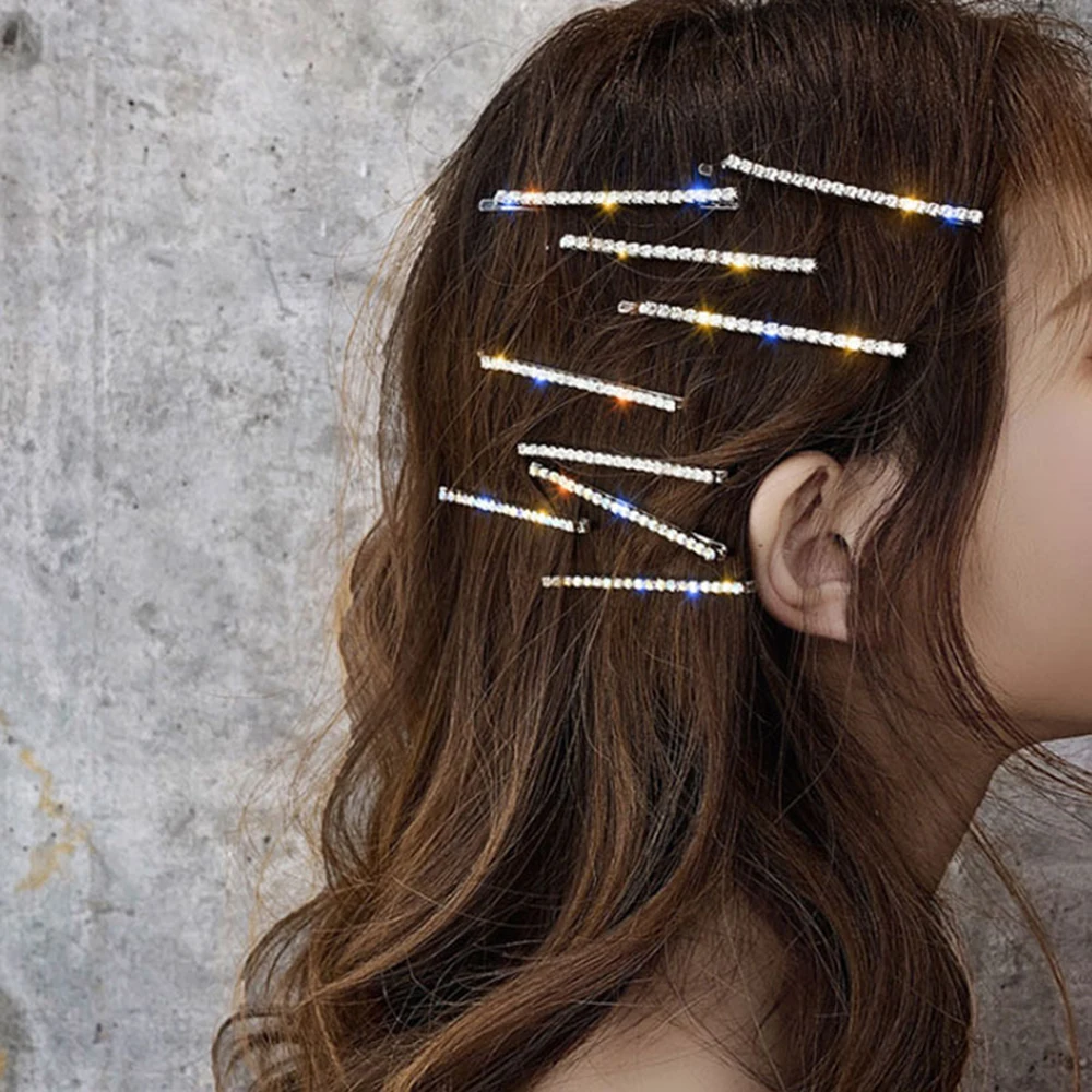 4 шт. блестящие украшения с камнями и стразами заколки для волос металлические