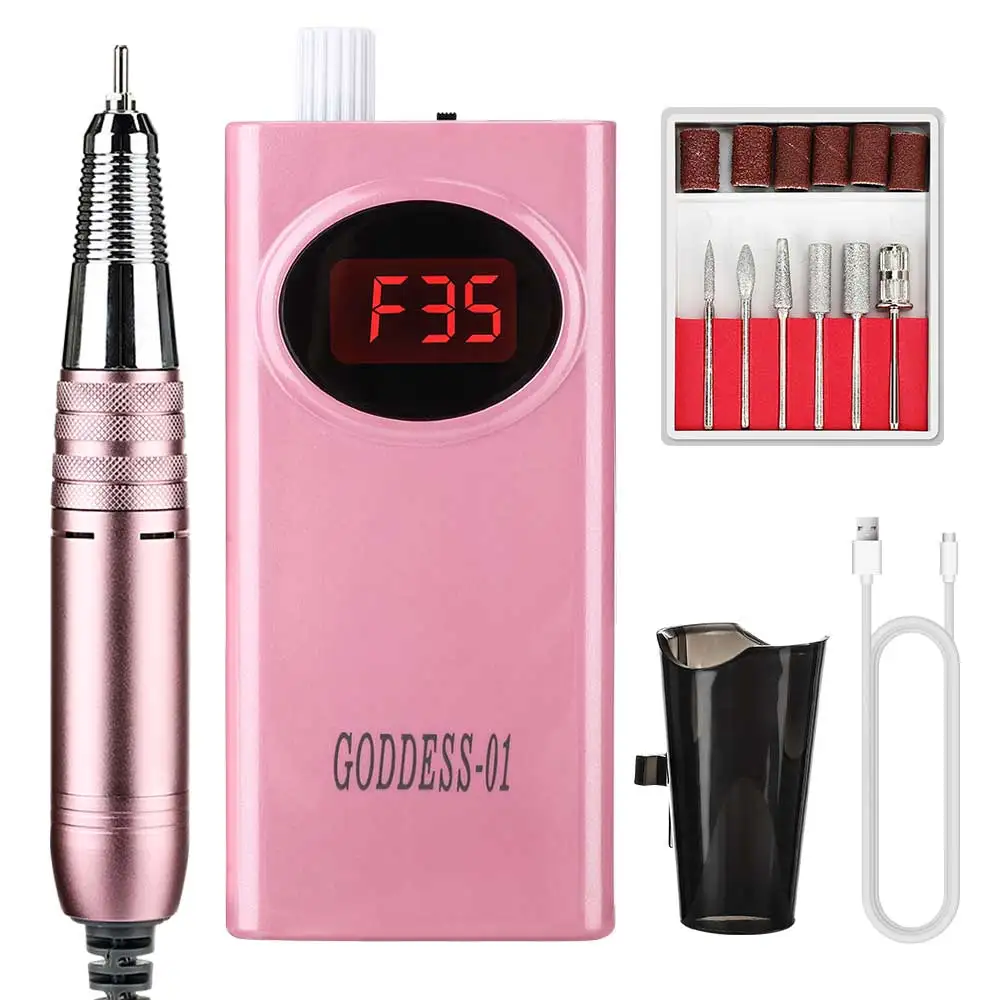 

Professional Electric Nail Drill Machine USB Nail File Pedicure Manicure Milling Cutters Drill Set 35000RPM Polish Remover Tool