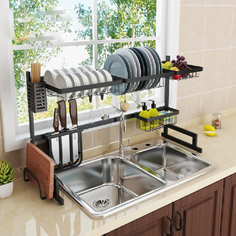 Черная Нержавеющая Сталь кухонная полка раковина слив сушильная чаша сушилка