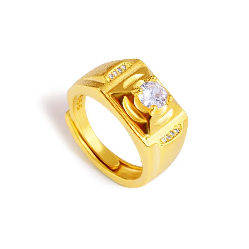 

Luxury White Rhinestone 24K Gold Color Rings for Women Vintage Indian Golden Accessories Elegant Wedding Engagement Jewelry gift