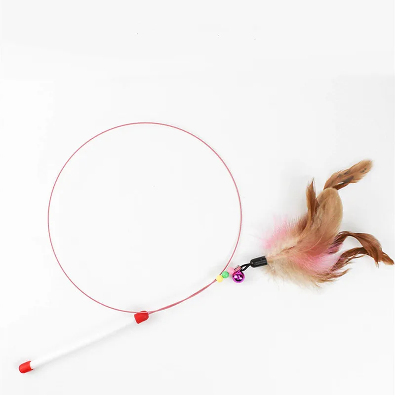 Веселая игрушка для котят кошек интерактивный колокольчик с перьями палочка