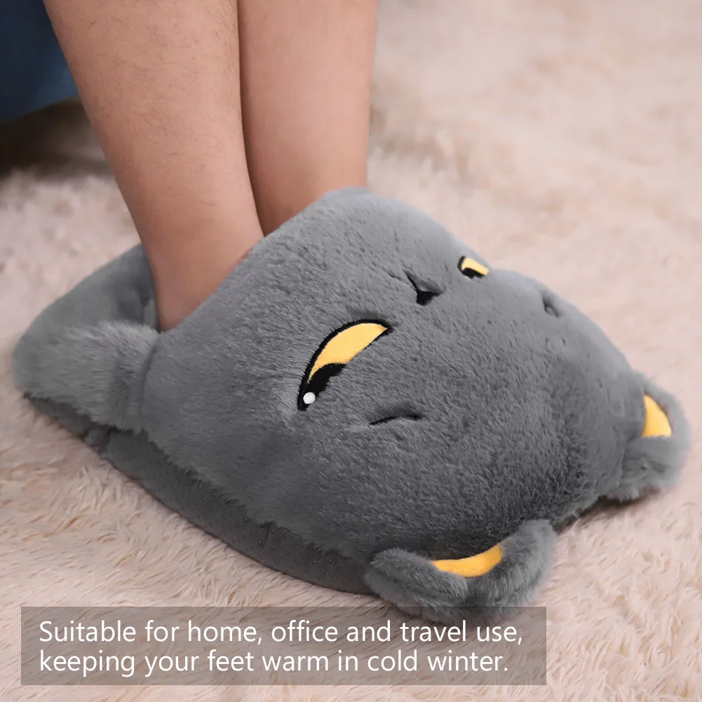 Pair Slippers Warm Keeping Plush USB Heating Slippers Electric Heated Up Shoes 