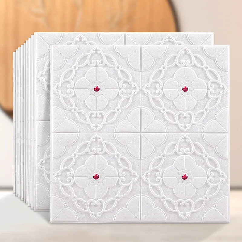 

New Style Self-Adhesive Wallpaper 3D Wall Sticker Stickers Waterproof Foam Plastic Kitchen Living Room TV Wall DIY Decor Sticker