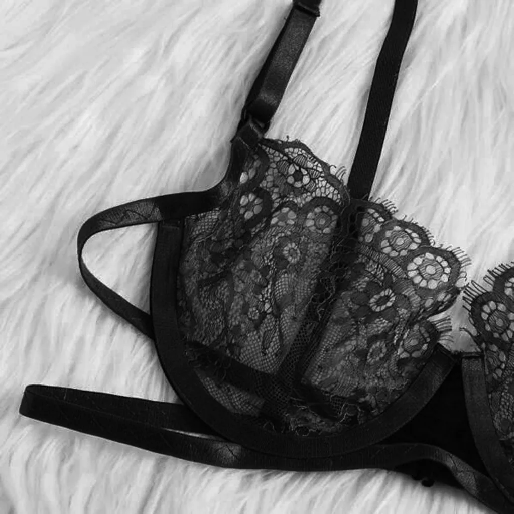 S-3Xl Large Sizes Of Women'S Clothing Sexy Women Eyelash Lace Wireless Bra Lingerie Briefs Thong Set Underwear Z0401 | Женская