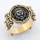 Мужское кольцо в стиле панк, Золотое кольцо в форме льва, кольцо из нержавеющей стали в байкерском стиле, яркое украшение для вечевечерние