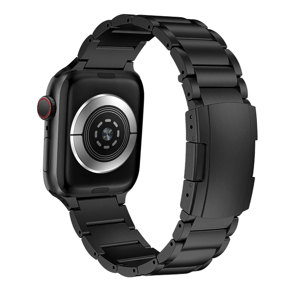 Titanium alloy strap For Apple Watch 6 5 4 SE 44mm 40mm series 7 45mm 41mm Luxury stainless steel strap for iWatch 3 2 42mm 38mm