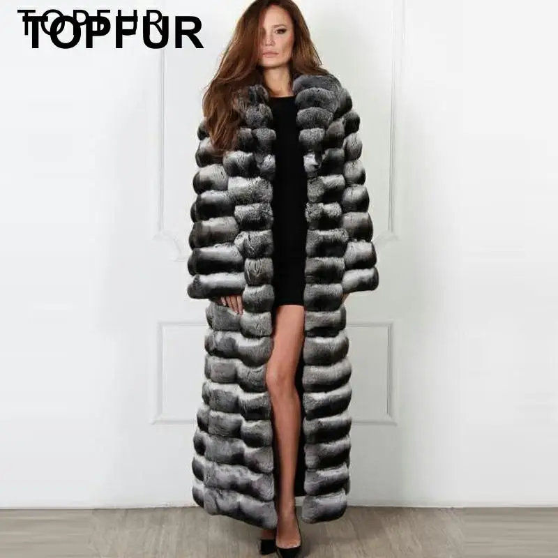 TOPFUR Роскошная Мода 130 см Х-длинный меховой воротник из кролика рекс Настоящий мех куртка для женщин натуральный Рекс кролик натуральный мех пальто зимнее меховое пальто