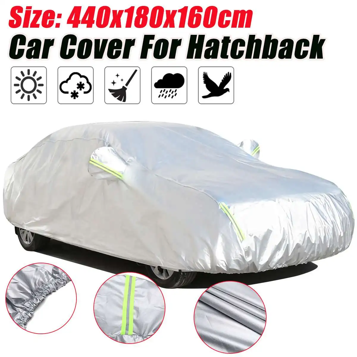 

Автомобильный чехол для хэтчбека 190T, водонепроницаемый противоуф-Солнцезащитный пылезащитный устойчивый к царапинам автомобильный чехол ...