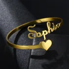 Индивидуальные регулируемые браслеты из нержавеющей стали золотого и серебряного цвета с именем влюбленных для женщин, браслет с именной табличкой на заказ