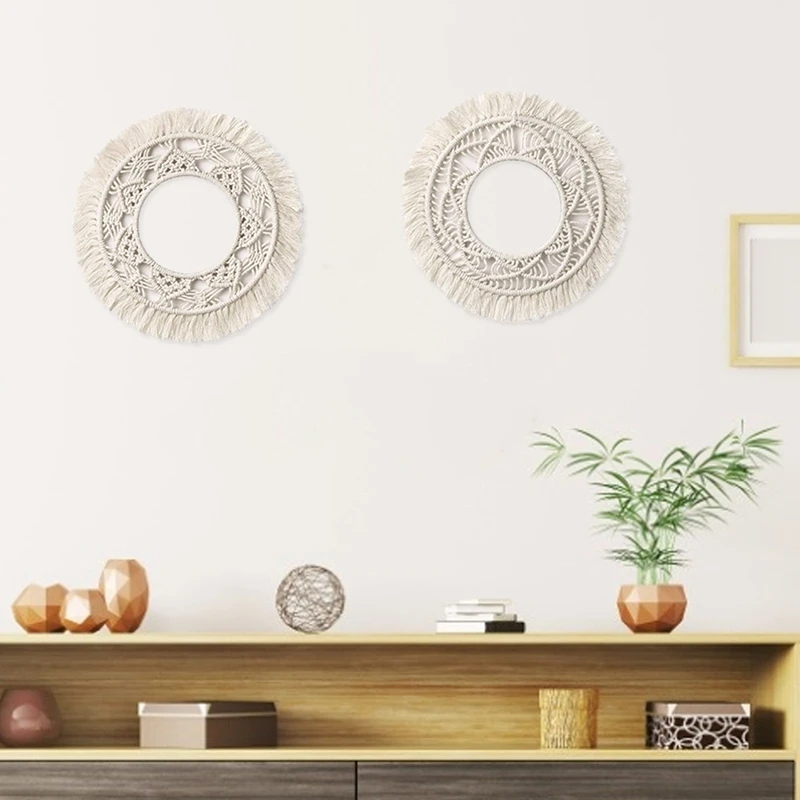 

Bohemian Fringed Wall Frame Tapestry Macrame Ceremony Background Wall Decor Art Frame for Home Living Room Decoration-B